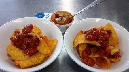 Add a second layer of chips and salsa